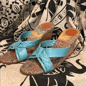 Pretty slip on shoes in teal blue
